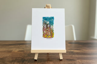 Darrell Giraldeau -Felted picture -White & Yellow flowers -mounted on white - 8" x 10" -  - Fibre Art - McMillan Arts Centre & MAC Box Office