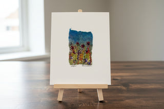 Darrell Giraldeau -Felted Picture - red flowers - mounted on white 8"x10" -  - Fibre Art - McMillan Arts Centre & MAC Box Office