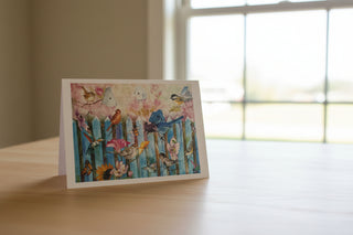 Nancy  Lyon - Card - Birds along the fence -  - Card - McMillan Arts Centre & MAC Box Office