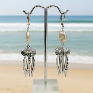Julie Hawes - Earrings - Freshwater pearl and silver jellyfish -  - Jewellery - McMillan Arts Centre & MAC Box Office