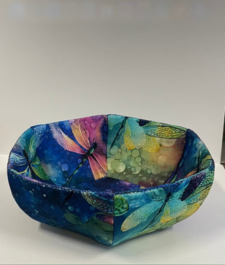 Monika Easy (Habart) - Textile -  Large Bowl -Dragonflies - 6.5" diameter -  - Textile - McMillan Arts Centre & MAC Box Office