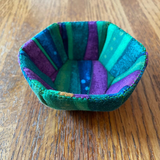 Monika Easy - Textile- Small bowl - Green/Purple/Blue bands -3.50" diameter -  - Textile - McMillan Arts Centre & MAC Box Office