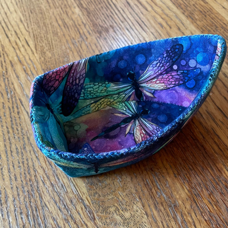 Monika Easy - Textile- Small boat - Dragonflies - 5" long -  - Textile - McMillan Arts Centre & MAC Box Office