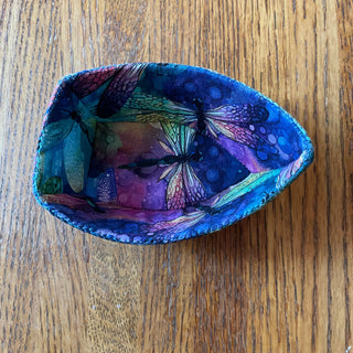 Monika Easy - Textile- Small boat - Dragonflies - 5" long -  - Textile - McMillan Arts Centre & MAC Box Office