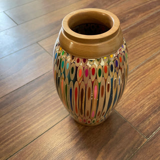 Gordon Grenon - Wood - Coloured Pencil Vase - 8" x 2.5" opening -  - Wood - McMillan Arts Centre & MAC Box Office