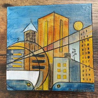 Marilyn Strongitharm - Acrylic Painting - City Scene #1 - 6" x 6" -  - Painting - McMillan Arts Centre & MAC Box Office