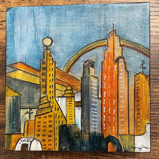 Marilyn Strongitharm - Acrylic Painting - City Scene #2 - 6" x 6" -  - Painting - McMillan Arts Centre & MAC Box Office