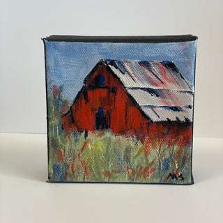 Marilyn Strongitharm - Painting - Red Barn - 4" x 4" -  - Painting - McMillan Arts Centre & MAC Box Office