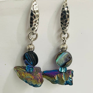 Mary Flores - Earrings - Agate & Abalone shell on sterling silver wires -  - Jewellery - McMillan Arts Centre & MAC Box Office