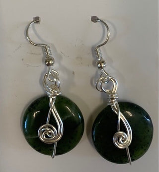 Quicksilver Creations - Earrings - Nephrite Jade - silver plate - hook earrings -  - Jewellery - McMillan Arts Centre & MAC Box Office