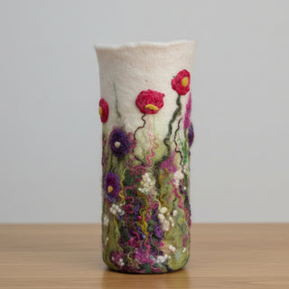 Darrell Giraldeau - Felted Vase  with glass insert - 6.5" tall -  - Fibre Art - McMillan Arts Centre & MAC Box Office