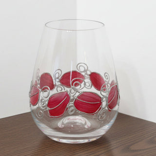 Lori Schiersmann - Stemless Wine Glass - Red & Silver -  - Glass Art - McMillan Arts Centre & MAC Box Office