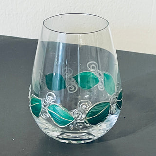 Lori Schiersmann - Stemless Wine Glass - Green & Silver -  - Glass Art - McMillan Arts Centre & MAC Box Office