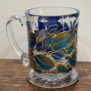 Lori Schiersmann - Pedestal Mug - Blue/Teal/Gold -  - Glass Art - McMillan Arts Centre & MAC Box Office