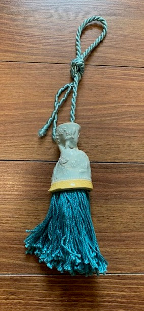 Lynn Northwood - Pottery - Tassel - light blue,yellow ceramic, blue tassel, 6"L -  - Pottery - McMillan Arts Centre & MAC Box Office