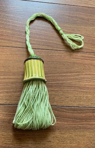 Lynn Northwood - Pottery - Tassel - light green/yellow ceramic, light green tassel, 5"L -  - Pottery - McMillan Arts Centre & MAC Box Office