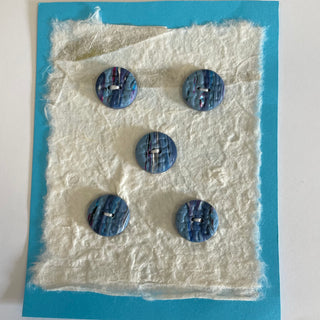 Lynn Orriss - Polymer Clay Button Set of 5 -  Blue, small round -  - Jewellery - McMillan Arts Centre & MAC Box Office