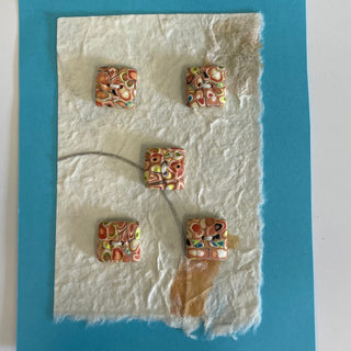 Lynn Orriss - Polymer Clay Button Set of 5 - Multi, small square -  - Jewellery - McMillan Arts Centre & MAC Box Office