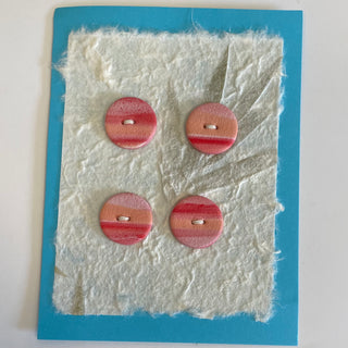 Lynn Orriss - Polymer Clay Button - Set of 4 - Pink & red, medium round