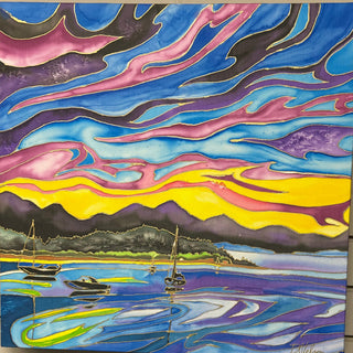 Dianne Nelson - Silk Painting - "Evening Moorings"