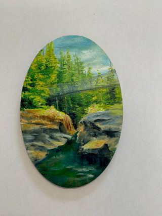 Margery Blom -Mini Oil Painting - Top Bridge - Oval 3.5x5.5" -  - Painting - McMillan Arts Centre & MAC Box Office