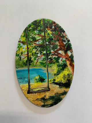 Margery Blom -Mini Oil Painting - Notch Hill - Oval 3.5x5.5" -  - Painting - McMillan Arts Centre & MAC Box Office
