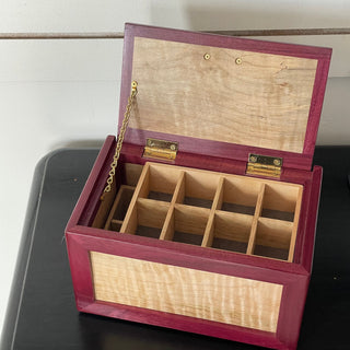 Gary Clark - Wood - Jewellery Box - Purple Heart & Curly Maple -10" x 6" x 6" -  - Wood - McMillan Arts Centre & MAC Box Office