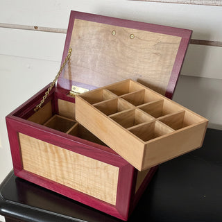 Gary Clark - Wood - Jewellery Box - Purple Heart & Curly Maple -10" x 6" x 6" -  - Wood - McMillan Arts Centre & MAC Box Office