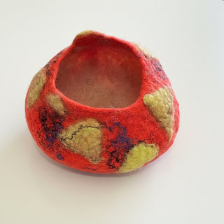 Sally Shivers - Felted Bowl - Orange, Blue & Yellow -  - Fibre Art - McMillan Arts Centre & MAC Box Office