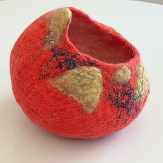 Sally Shivers - Felted Bowl - Orange, Blue & Yellow -  - Fibre Art - McMillan Arts Centre & MAC Box Office