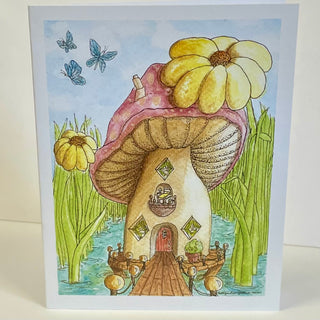 Kathryn Ellis Collins - Card - Mushroom House and daisies -  - Card - McMillan Arts Centre & MAC Box Office