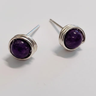 Cheryl Trulove - Small Stud Earrings -Jasper, magenta -  - Jewellery - McMillan Arts Centre & MAC Box Office