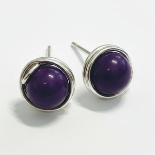 Cheryl Trulove -Large Stud Earrings - Jasper, purple -  - Jewellery - McMillan Arts Centre & MAC Box Office