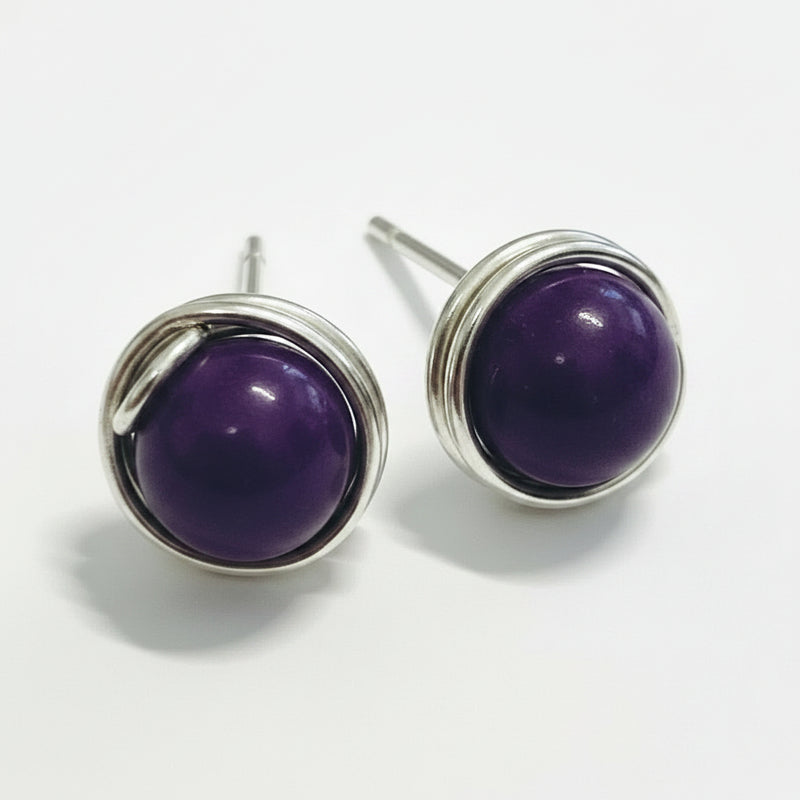 Cheryl Trulove -Large Stud Earrings - Jasper, purple -  - Jewellery - McMillan Arts Centre & MAC Box Office