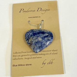 Elaine Bohm - Pendant - Heart - Blue Willow stone - 18" chain -  - Jewellery - McMillan Arts Centre & MAC Box Office