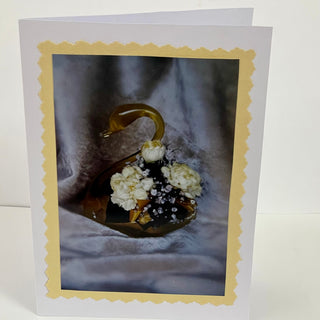 Penny Marshall - Card-  Photo - White flowers in Swan vase -  - Card - McMillan Arts Centre & MAC Box Office