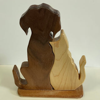 Ron Acton - Wood - Cat & Dog Buddies - 7.5" high -  - Wood Art - McMillan Arts Centre & MAC Box Office