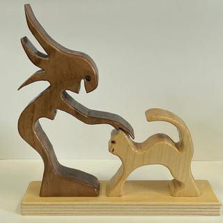 Ron Acton - Wood - Girl with her Cat -  - Wood Art - McMillan Arts Centre & MAC Box Office