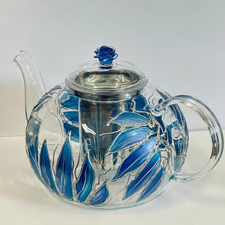 Lori Schiersmann - Tea Pot - Blue & Silver - holds up to 6 cups -  - Glass Art - McMillan Arts Centre & MAC Box Office