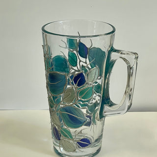 Lori Schiersmann - Latte Mug (tall) - Turquoise & Silver - 11 oz. -  - Glass Art - McMillan Arts Centre & MAC Box Office