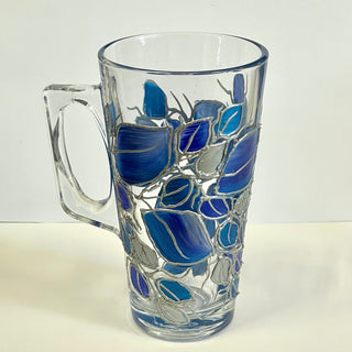 Lori Schiersmann - Latte Mug (tall) - Blue & Silver - 11 oz. -  - Glass Art - McMillan Arts Centre & MAC Box Office