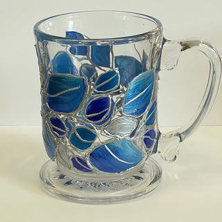Lori Schiersmann - Pedestal Mug - Blue & Silver -  - Glass Art - McMillan Arts Centre & MAC Box Office
