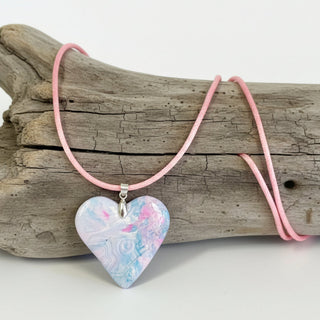 Lynn Orriss - Heart Pendant - large, pink polymer clay -  - Jewellery - McMillan Arts Centre & MAC Box Office