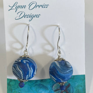 Lynn Orriss - Earrings - Blue Swirl Ball - Large -  - Jewellery - McMillan Arts Centre & MAC Box Office