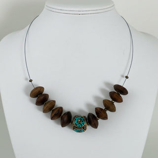 Blanka Natale -Necklace-Vintage Wood & Tibetan Bead