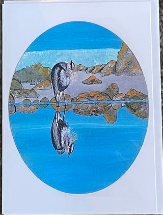 Louise Lavallee - Card - Oval - Heron's Reflection -  - Card - McMillan Arts Centre & MAC Box Office