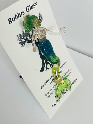 Rubius Glass - Suncatcher - Large Mermaid -Green hair, blue & green body