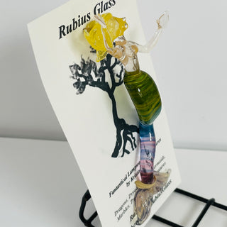 Rubius Glass - Suncatcher - Large Mermaid - Yellow hair, blue & green body