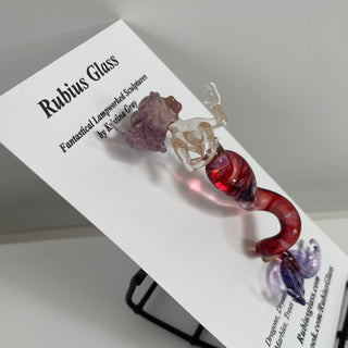 Rubius Glass - Suncatcher - Large Mermaid - Purple hair, red & purple body