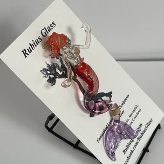 Rubius Glass - Suncatcher - Large Mermaid -Orange hair, red & purple body